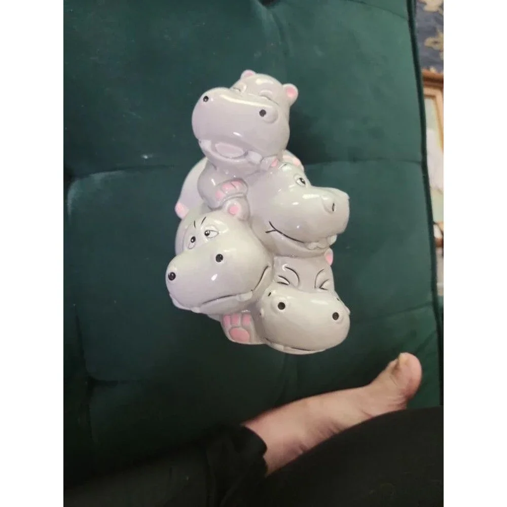 Vintage Pile of Hippos Bank Vintage Ceramic 4 Hippos, Pristine & Beyond Cute!